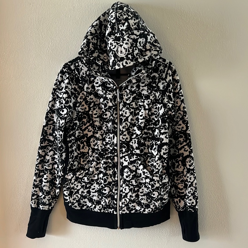 lululemon athletica Black and White Floral Zip Hoodie